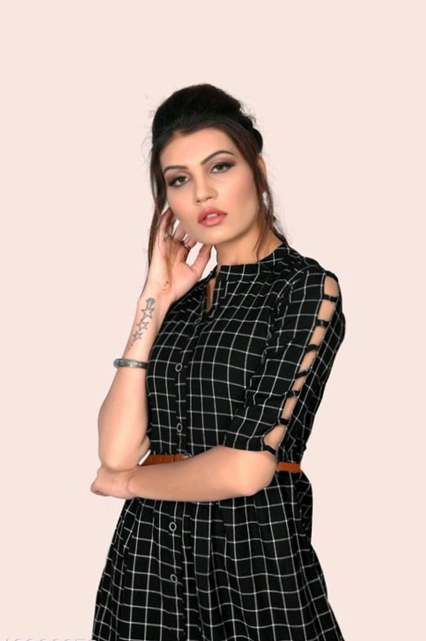 Retro Women Skater Cotton Dress - Black