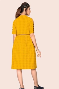 Retro Women Skater Cotton Dress - Yellow