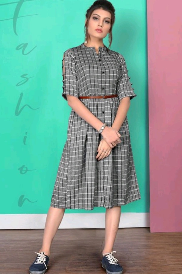 Retro Women Skater Cotton Dress - Grey