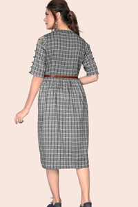 Retro Women Skater Cotton Dress - Grey