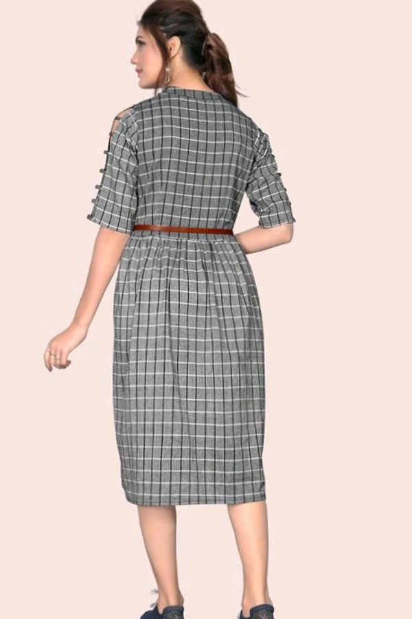 Retro Women Skater Cotton Dress - Grey