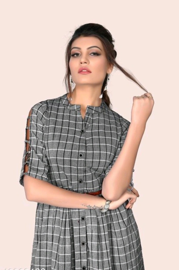 Retro Women Skater Cotton Dress - Grey