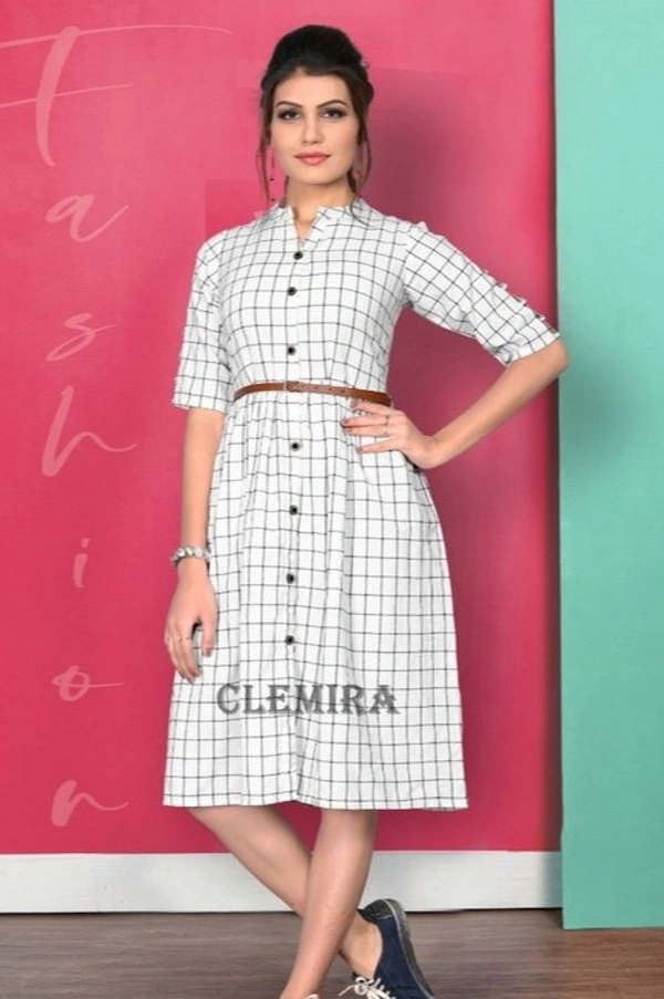 Retro Women Skater Cotton Dress - White