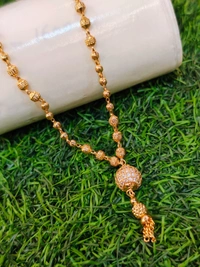 Stone Ball Chain in 1grm gold - short size, White