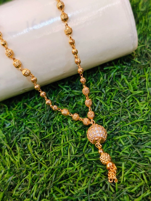 Stone Ball Chain in 1grm gold - short size, White