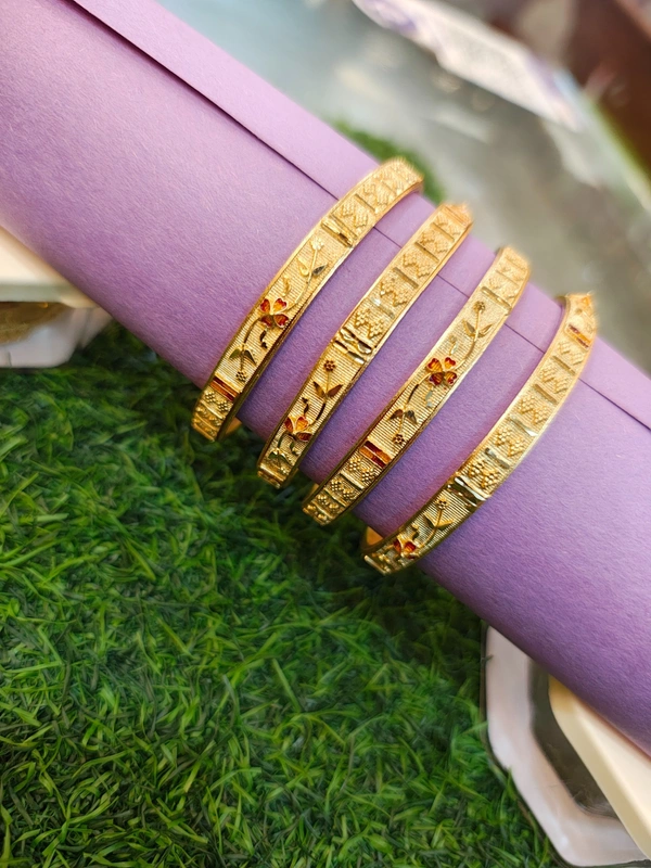 1 Gram Gold bangles 4 pieces - Multi colour, 2-4