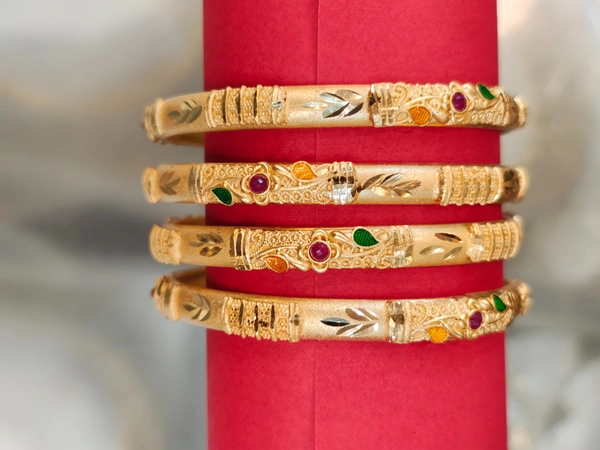 1 Gram Gold bangles 4 pieces  - Multi colour, 2-6
