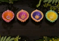 Simonart And Printing Simonart and Printing diwali diya handicrafts 21 Pieces - 2 Inc, 0.5