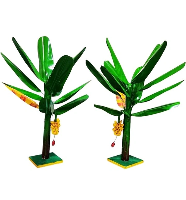 Simonart And Printing Artificial Banane Tree Pooja Room decorations 1 Ft Pair  - 1 Ft, 0.6