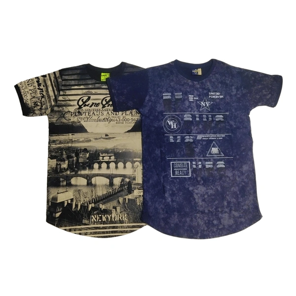 (Size L) Urban Combo Cotton T-shirt For Men. - Black+NavyBlue, L