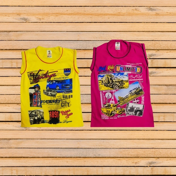 (Size 4-5 Years) Kids Cotton Printed Sleeveless Tshirt. - Golden Fizz, 4-5 Years