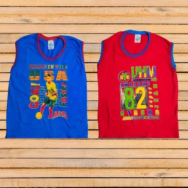 (Size 4-9 Years) Kids Cotton Printed Sleeveless Tshirt. - 8-9 Years, Royal Blue