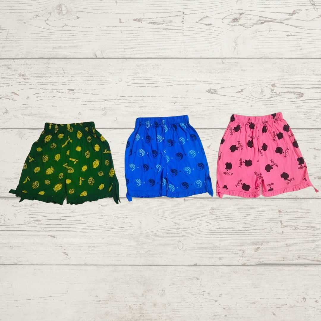 Buy Savage Girls Shorts Pack of 2 Fancy Cotton Short Pants for Girls of 3  to 4 years old, Waist 19cm|Kids Botttom wear|Cotton Shorts for Girls|Regular  Fit|Assorted Colors Online at Best Prices