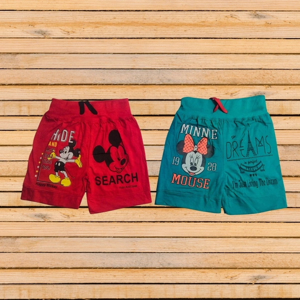 (Size 2-7) Fancy Micky Mouse Printed Kids Boys Short Pant. - Guardsman Red, 6-7 Years