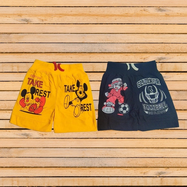 (Size 2-7) Fancy Micky Mouse Printed Kids Boys Short Pant. - Gold, 6-7 Years