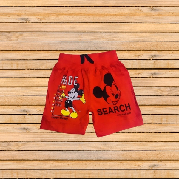 (Size 2-7) Fancy Micky Mouse Printed Kids Boys Short Pant. - 4-5 Years, Guardsman Red