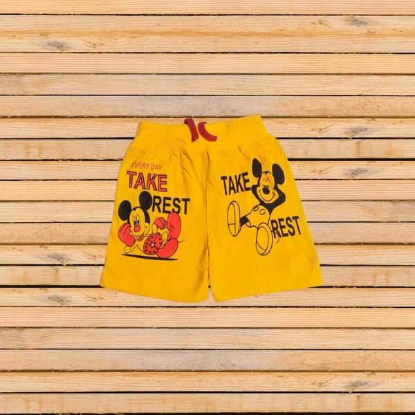 (Size 2-7) Fancy Micky Mouse Printed Kids Boys Short Pant. - 4-5 Years, Gold