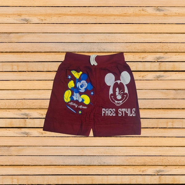 (Size 2-7) Fancy Micky Mouse Printed Kids Boys Short Pant. - 2-3 Years, Maroon
