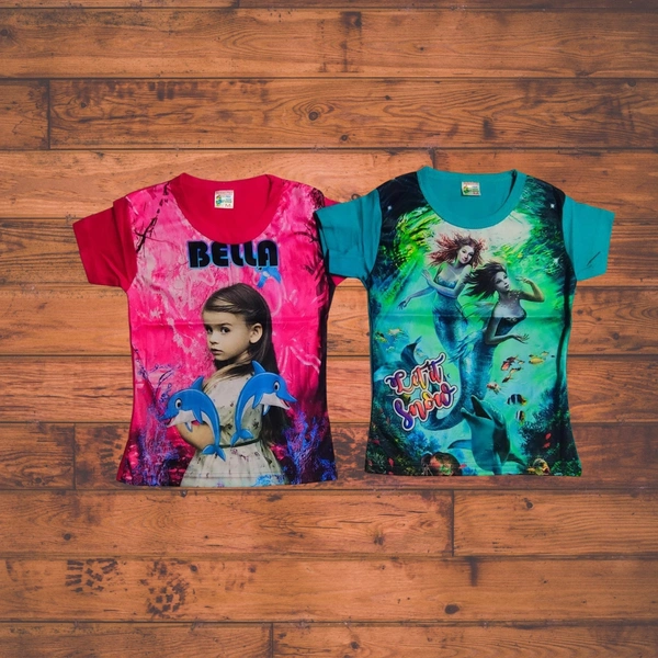 (Size 2-7 Years) Stylish 3D Printed Girls Tops & T-Shirts. - 2-3 Years, Guardsman Red