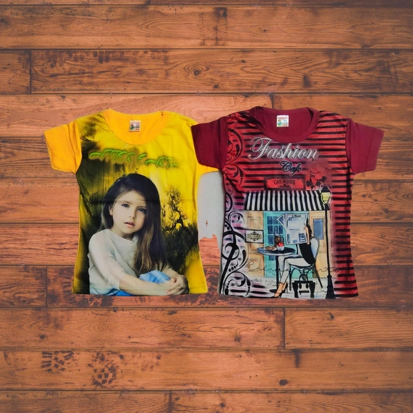 (Size 2-7 Years) Stylish 3D Printed Girls Tops & T-Shirts. - 2-3 Years, Guardsman Red