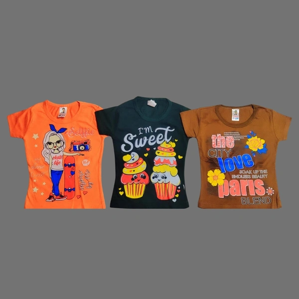 (Size 1-2 Years) Princess Stylish Girls T-Shirt & Tops. - 1-2 Years, Web Orange