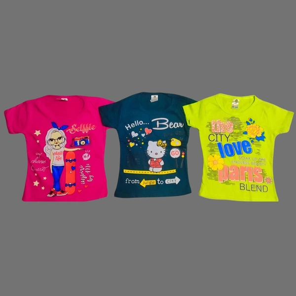 (Size 1-2 Years) Princess Stylish Girls T-Shirt & Tops. - 1-2 Years, Shocking Pink