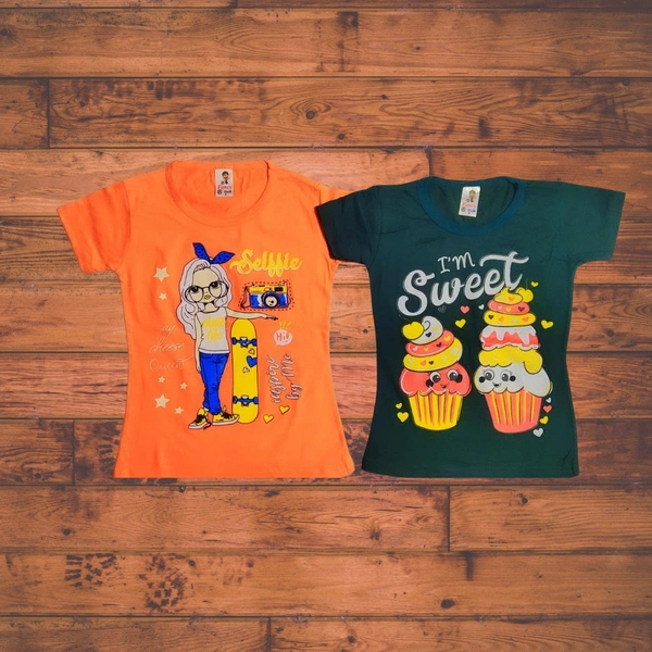 (Size 3-6 Years) Princess Stylish Girls T-Shirt & Tops. - 3-4 Years, Web Orange