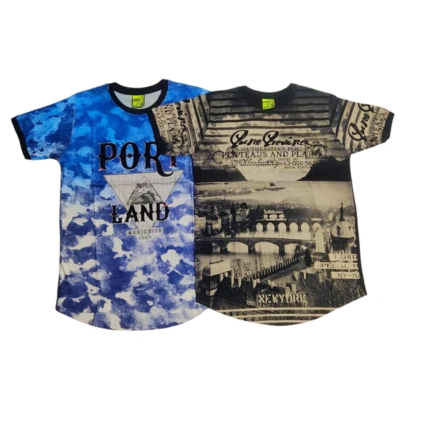 (Size L) Urban Combo Cotton T-shirt For Men. - L, NavyBlue+Black