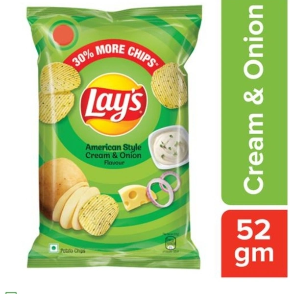 Lays Potato Chips - American Style Cream & Onion Flavour - 52 gm