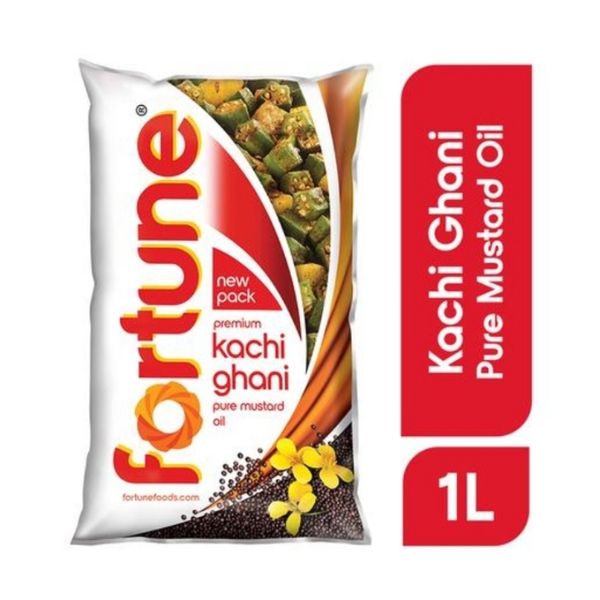 Fortune Kachchi Ghani Mustard Oil  - 1 Ltr. Pouch