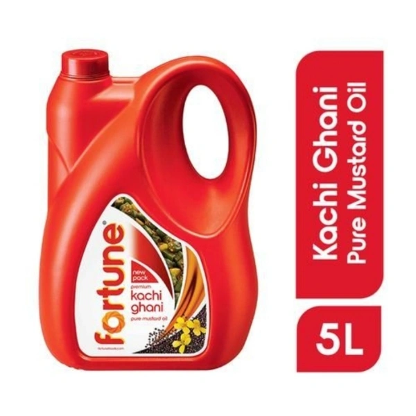 Fortune Kachchi Ghani Mustard Oil  - 5 LTR. JAR