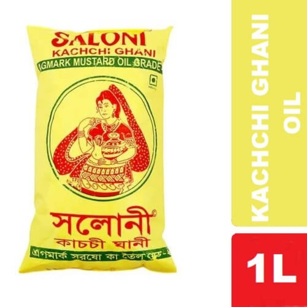 Saloni Kachchi Ghani Mustard Oil  - 1 Ltr. Pouch