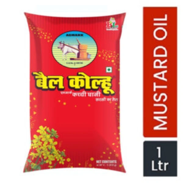 Bail Kolhu Kachchi Ghani Mustard Oil  - 1Ltr. Pouch