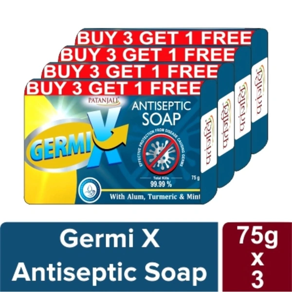Patanjali Germi X Antiseptic Soap Buy 3 Get 1 Free - 75Gm×4 Pices