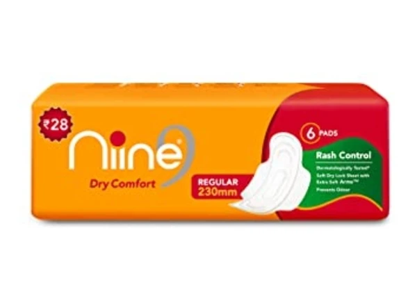 Nine Dry Comfort Regular Sanitary Pad - 6 Pcs. Pack 