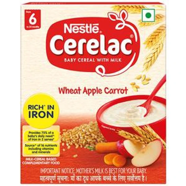 Cerelac Baby Cereal with Milk - Wheat Apple Carrot, (From 6-12 Months) - 300g