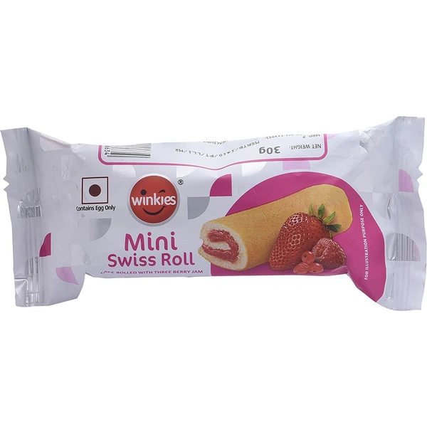 Winkies Mini Swiss Roll With Three Berry Jam - 28 Gm
