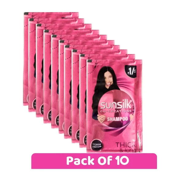 Sunsilk Thick & Long  Sachet Hair Shampoo  - Pack Of 10