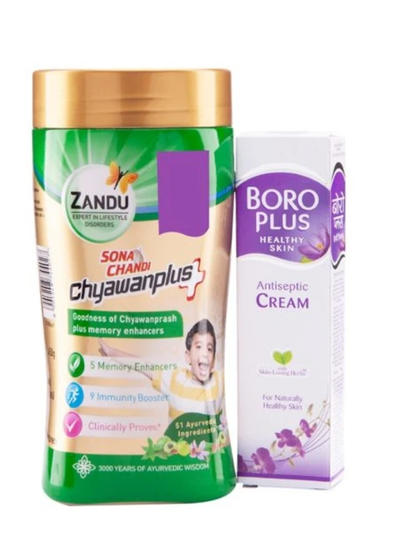 ZANDU Sonam Chandi Chyawanplus + Get Free Boroplus Antiseptic Cream 19 ML Pack - 450Gm