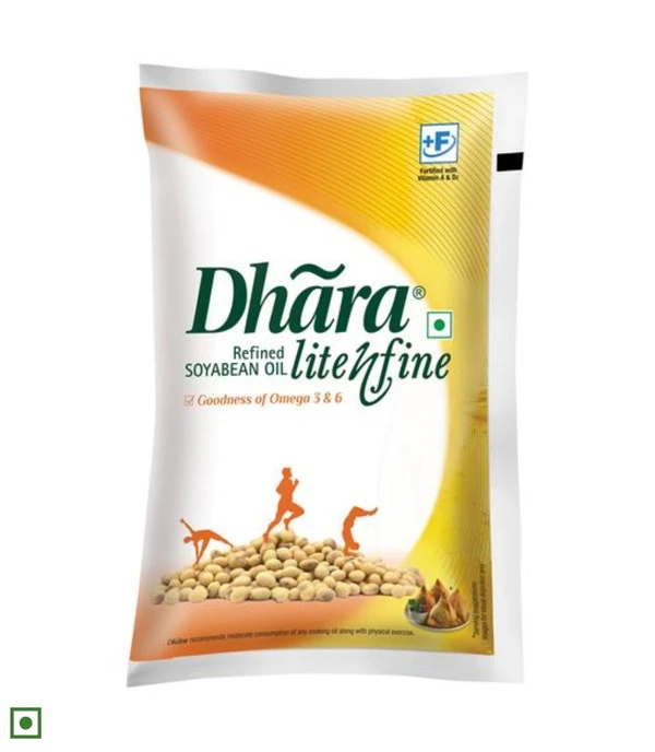 Dhara  Lite N Fine - Soyabean Oil  - 1 Ltr. Pouch