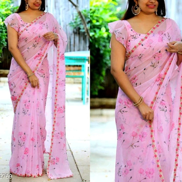 Heavy Lace Work Georgette Saree