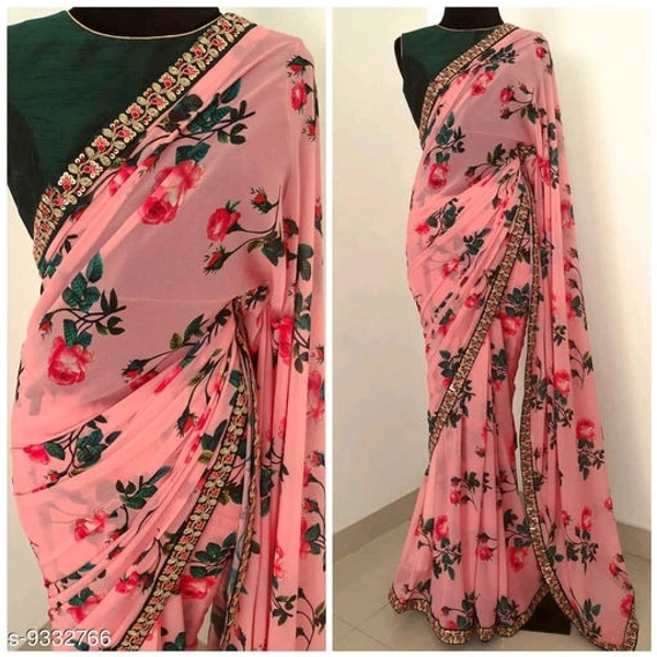 Heavy Lace Work Georgette Saree 