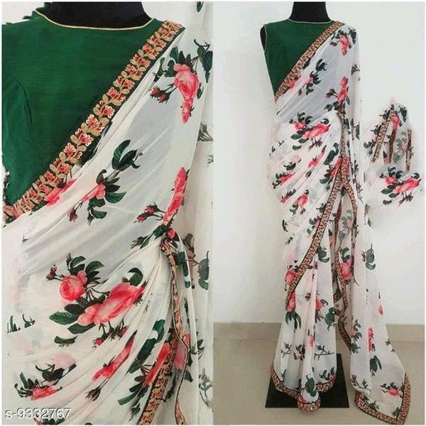 Heavy Lace Work Georgette Saree 