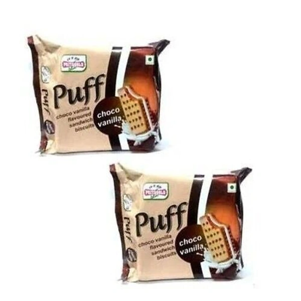 Priyagold Puff Choco Vanilla Biscuits - 09/2023, 40g