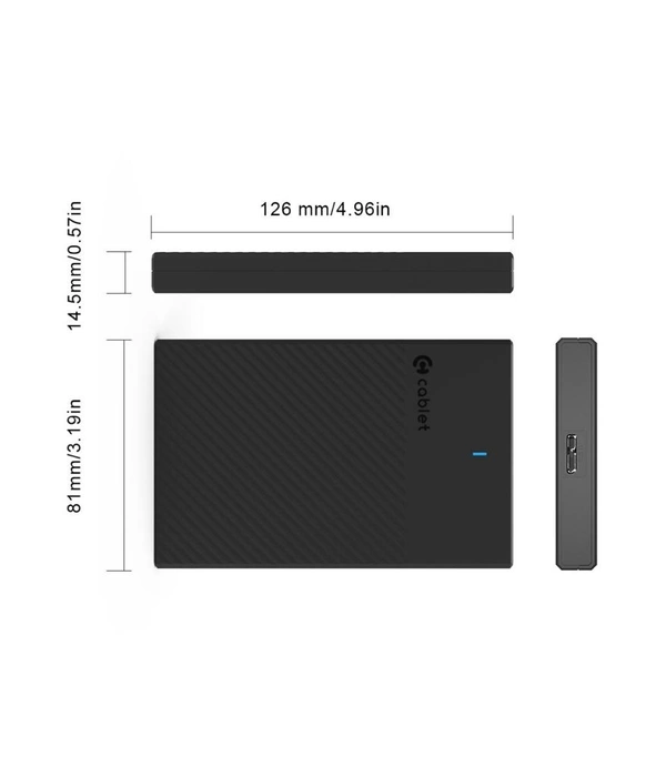 Cablet 2522-U3 USB 3.0 HDD/SSD 2.5 Inch Enclosure With 6TB Support  - Black, 126x81X14.5 mm, 0.110