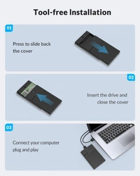 Cablet 2522-U3 USB 3.0 HDD/SSD 2.5 Inch Enclosure With 6TB Support  - Black, 126x81X14.5 mm, 0.110