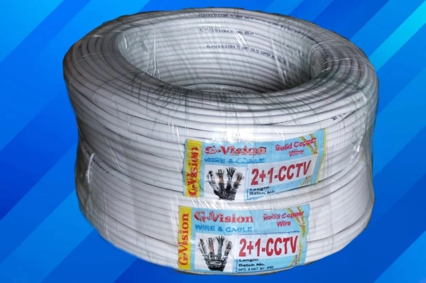 2+1 Cctv Cable Copper  - White, 80 Meter