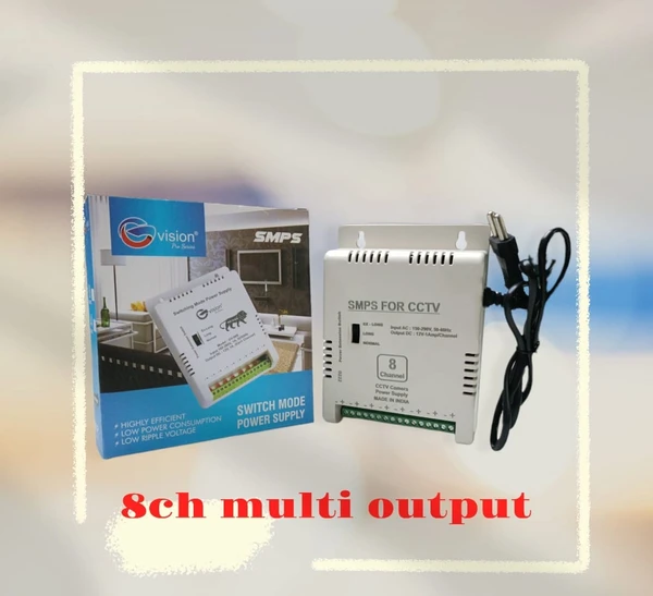 8 Ch Multi Port Smps - White, 12 Volt 8 Ch