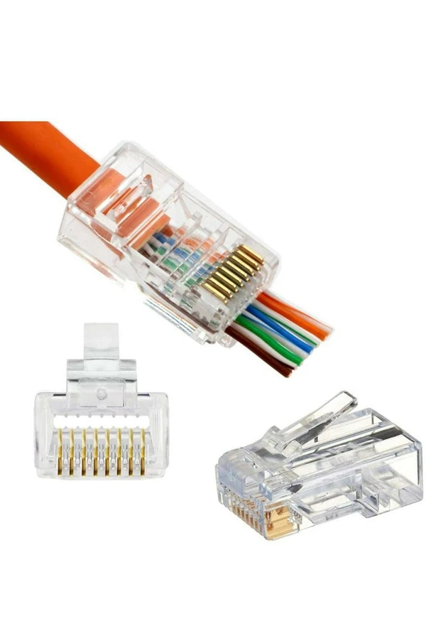 Pass Through Rj 45 Connector  - Siver, 1 Inch