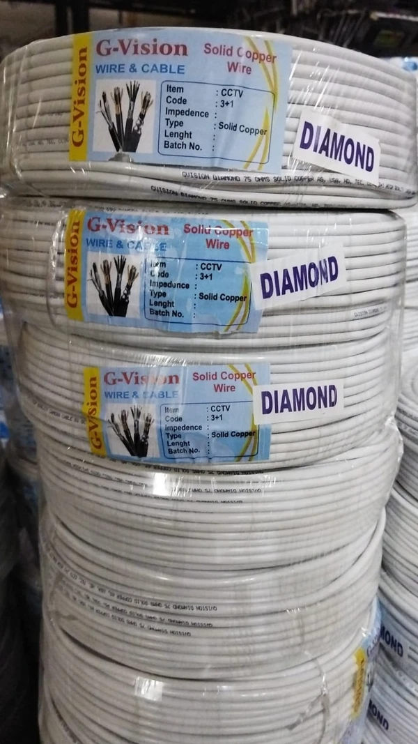 3+1 Cctv Cable Copper Diamond  - White, 80 Meter